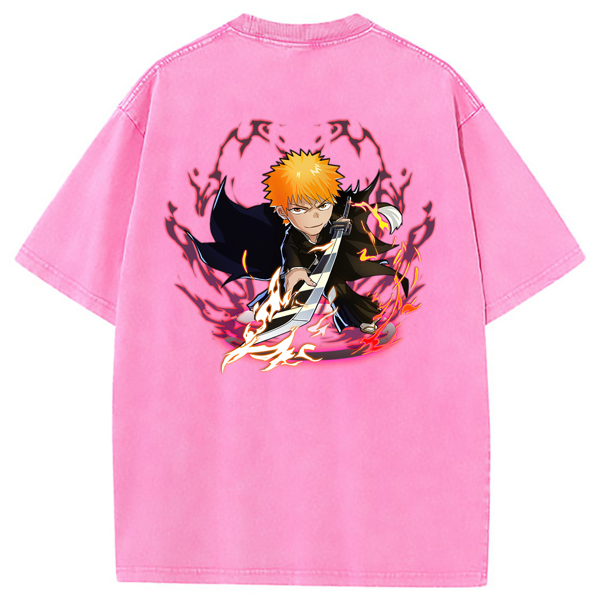 （画像用） ブリーチ 黒崎一護（くろさき いちご）BLEACH Kurosaki Ichigo 綿100% ヴィンテージ風 半袖Tシャツ（背面プリント）